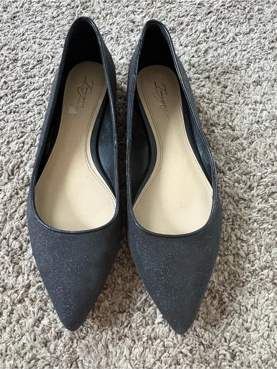 Vince Camuto Black Sparkle Pointed Toe Flats