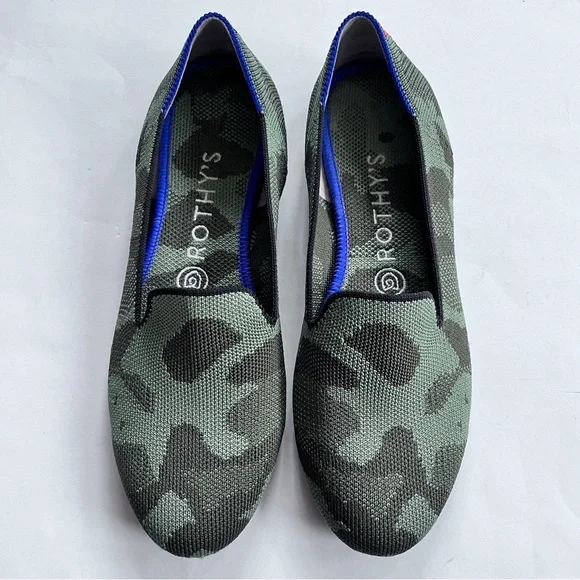 Rothy's The Loafer Green Camouflage Women’s Flats Shoes Size 7.5