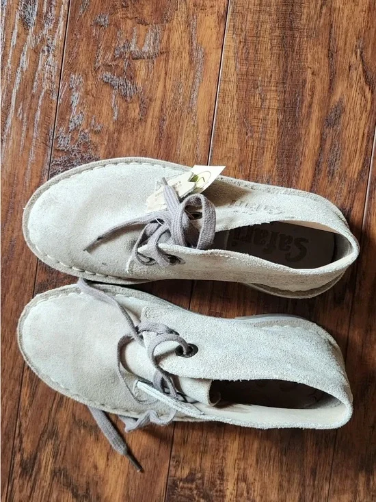 Kids Suede Lace-Up Shoes in Light Beige