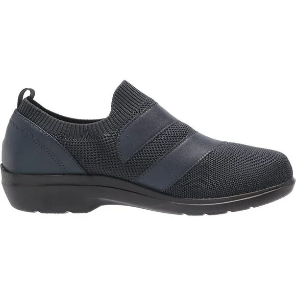 Clarks Womens Sashlyn Edge Navy Combi NEW Slip‎ On 5 M Closed Toe Flats