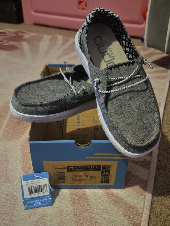 Hey Dude Gray Chambray Slip-On Loafers
