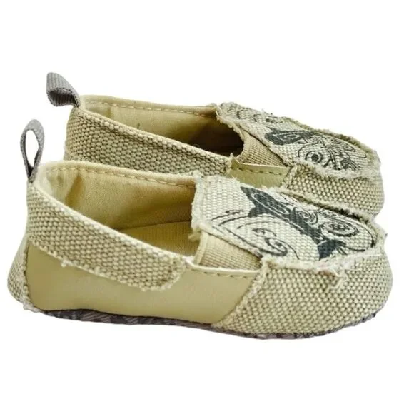 Baby Boys Koala Kids Baby Tan Canvas Slip On Shoes - Sz 1 - 0-6 mo