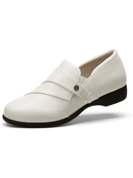 Womens White Faux Leather Business Casual Dressy Loafers Comfortable Loafers