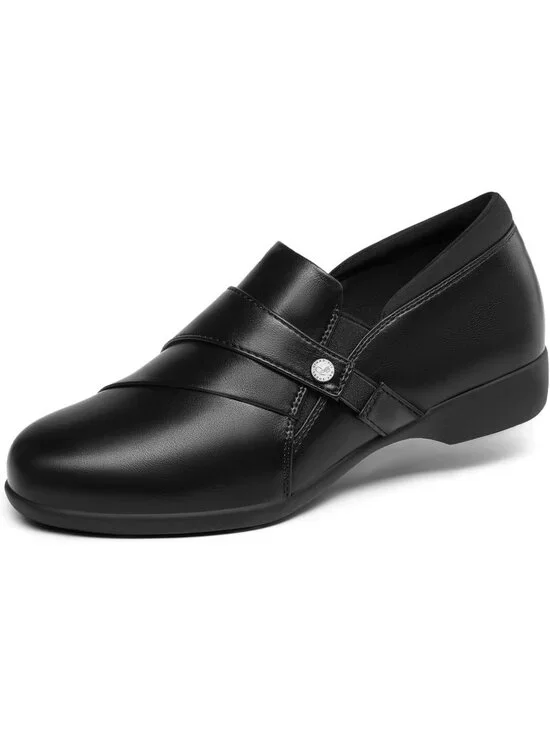 Womens Black Faux Leather Business Casual Dressy Loafers Comfortable Loafers