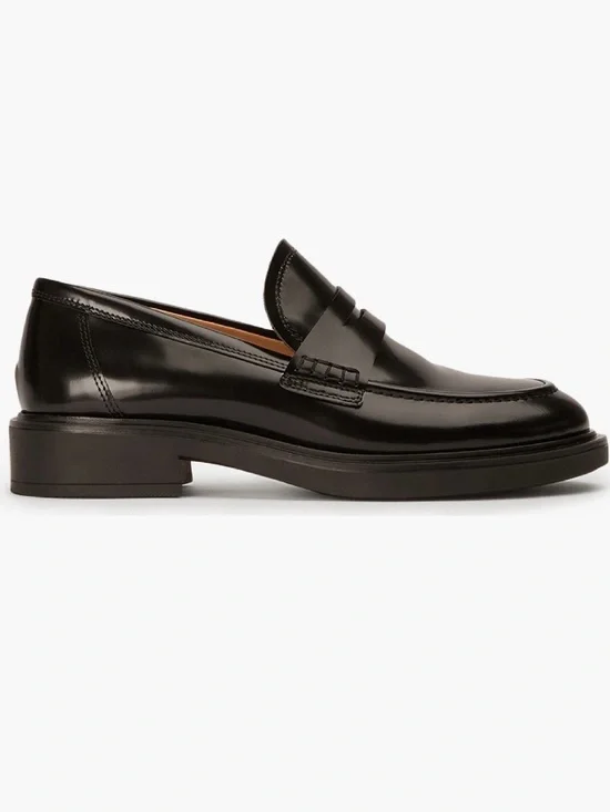 Women’s Black Penny Loafers - Classic Leather Dress Shoes