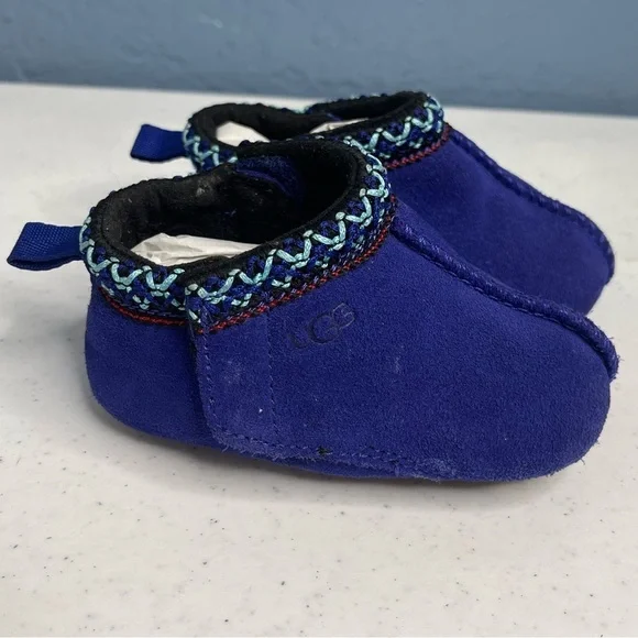 UGG Baby Tasman Beanie moccasins suede leather Slipper/navel blue size 02/03