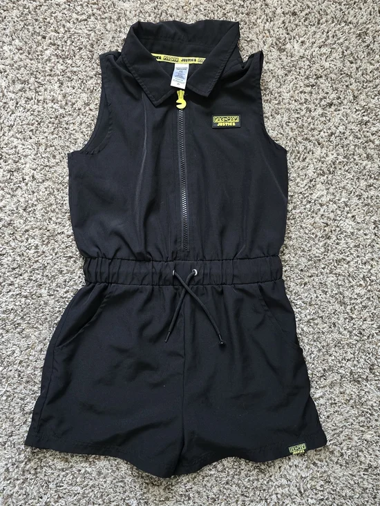 Justice Black Sleeveless Romper with packmen team