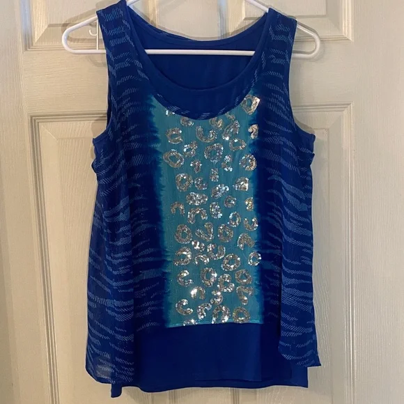 Justice Blue Tank Top with Silver Accents