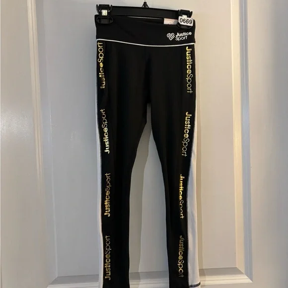 Justice Black & White Girls' Athletic Leggings Sz S 7/8