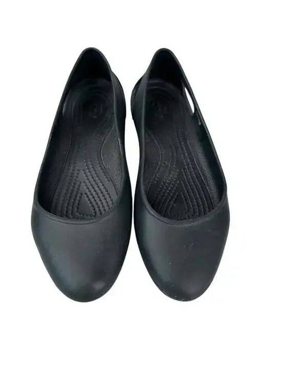 Crocs Laura Black Ballerina Flats Slip On Comfort Lightweight Casual Travel Shoe