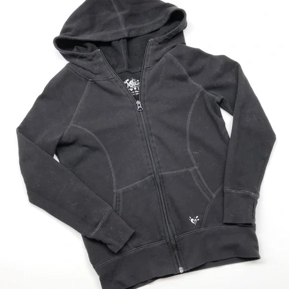 Justice girls black zip up jacket with hood
