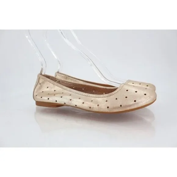 KORK-EASE Nessa Ballet Flat Round Toe Women's 7.5 Gold Leather Comfort Shoes