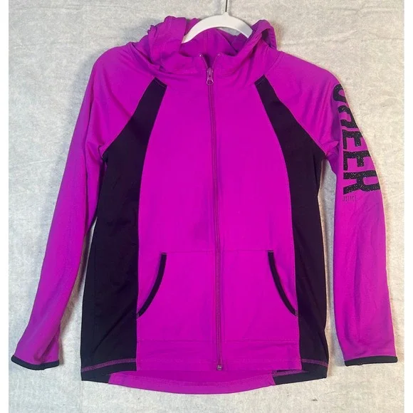 Justice Girls Cheer Full Zip Up Hoodie Jacket Active Kids Size 12 14‎
