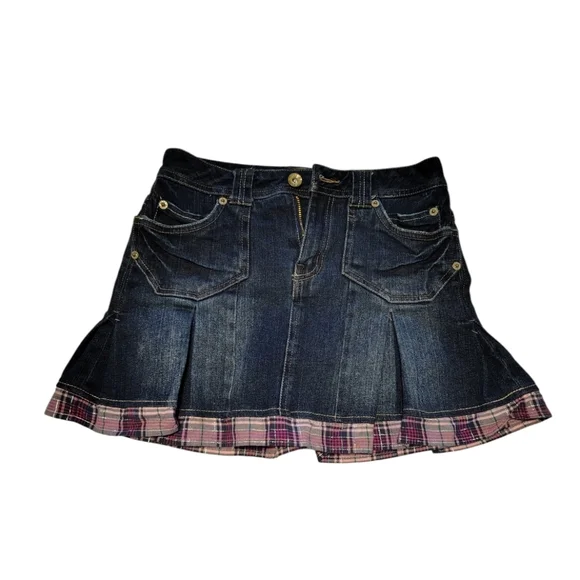 Nwot Justice Dark Blue Ruffled Purple Plaid Mini Skirt Size 12 Regular Girls