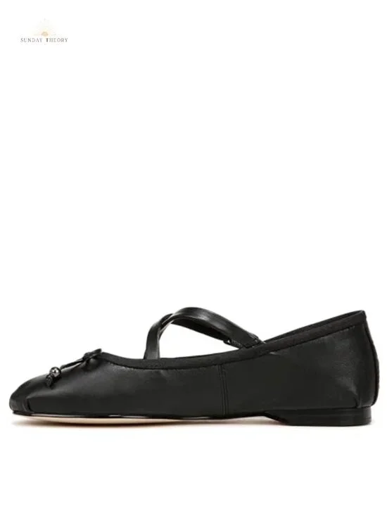 Ballet Flats with Bow Detail Leather Shoes
