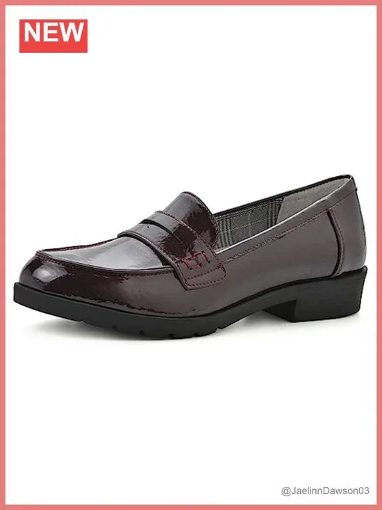 Womens Penny Loafer Flats Cushioned Insole Flexible Lug Outsole