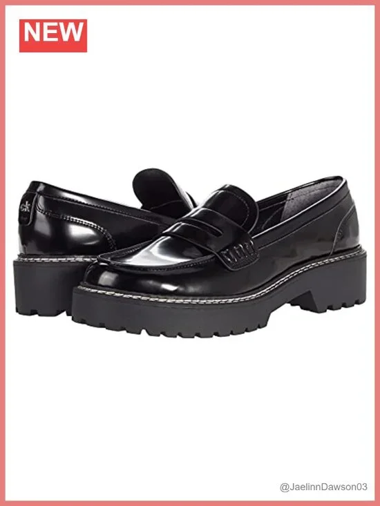 Calvin Klein Suzie Black Faux Leather Slip On Loafers Flats Women's Shoes