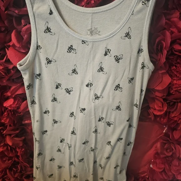 Justice Girls Bee Print White Tank Top Size 14