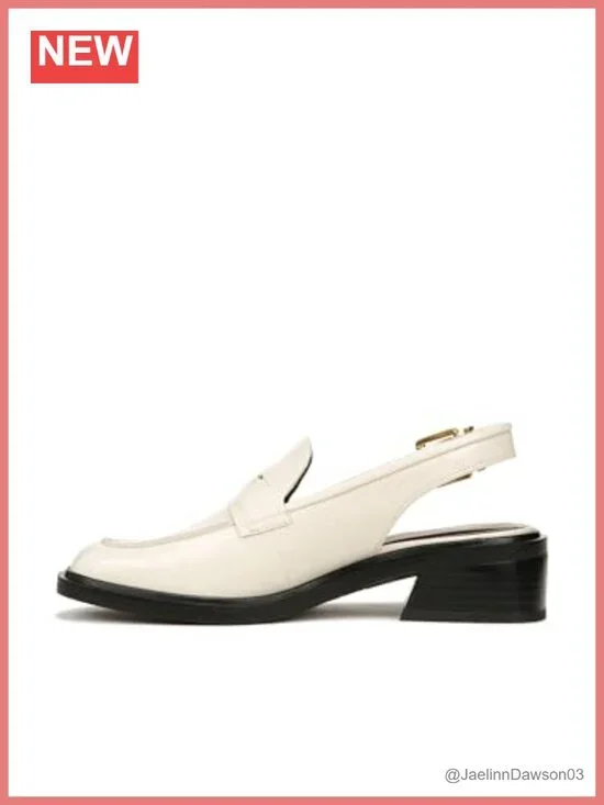 Women's Faux Leather Square Toe Slingback Loafers Block Heel Dress Shoes