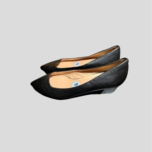 France Sarto size 9.5 black  shoes with silver tone block heel NWOT