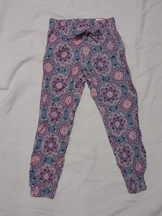 Pink Flower Drawstring Pants