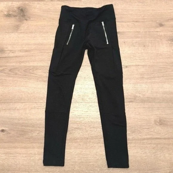 Justice Moto Leggings Kids 12‎ Black Cargo Zip Pockets Activewear Streetwear