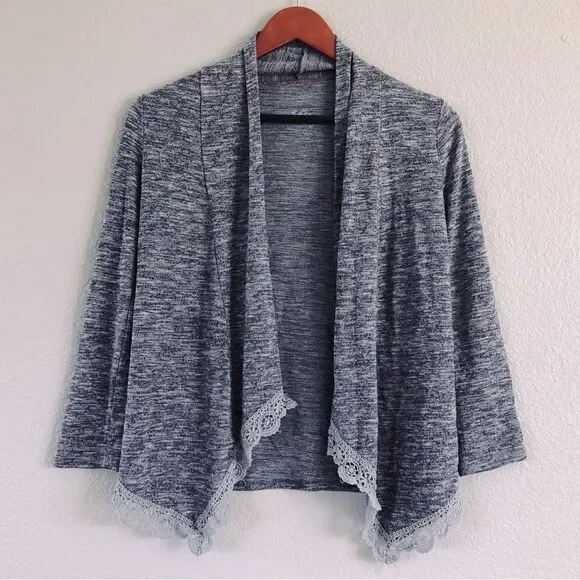 Girls Justice Gray Lace Cardigan Shrug Sweater 7