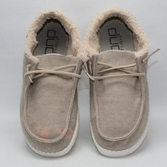 Hey Dude Wendy Funk Autumn Tan Faux Fur Lined Slip On Loafers Womens 9 121931546