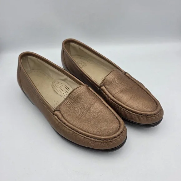 SAS Tripad Comfort Womens SlipOn‎ Loafers Bronze Leather Soft Step Size 8 NARROW