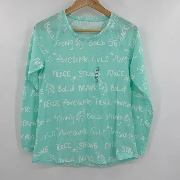 Justice Mint Long Sleeve Tee with Inspirational Print TLOASG Vibe Size‎ 18/20