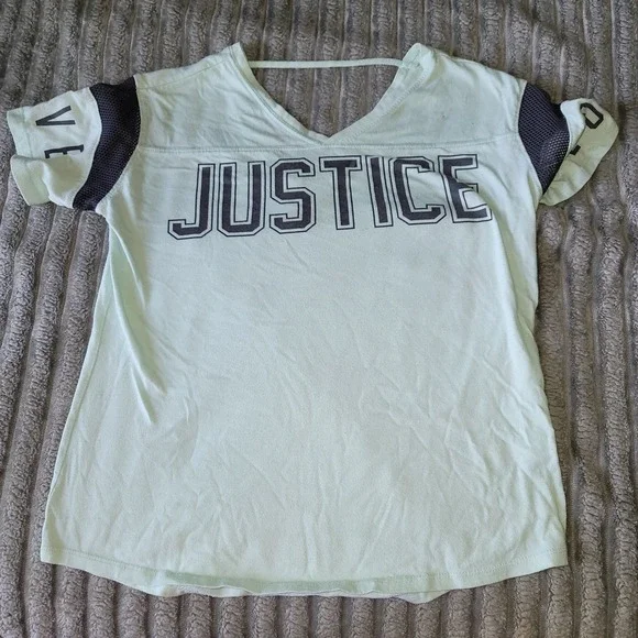 Justice T-Shirt Girls Size 10 Mesh Short Sleeve with 