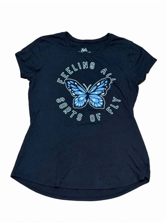 Justice Girls 18/20 Black Blue Butterfly Feeling All Sorts of Fly Graphic Tee