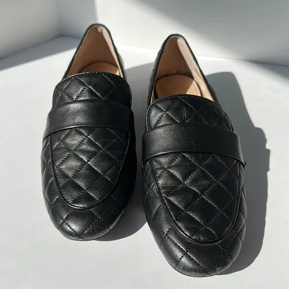 Essex‎ Lane Women's Leather Quilted Loafers Flats Black Size 8M