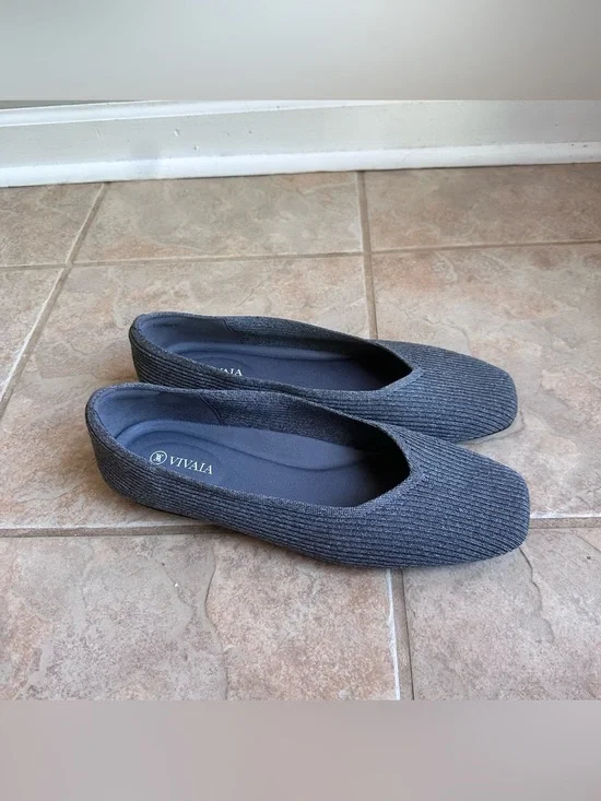 VIVAIA Margot 2.0 Square Toe Knitted Flats Gray Worn Once!​