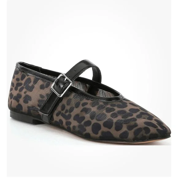 Camila Coelho Moma Flats Womens 6‎ Leopard Mesh Mary Jane Ballet Shoes Revolve