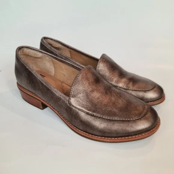 Sofft Napoli Bronze Metallic Leather Loafers Womens‎ 9M Round Toe Slip Shoes