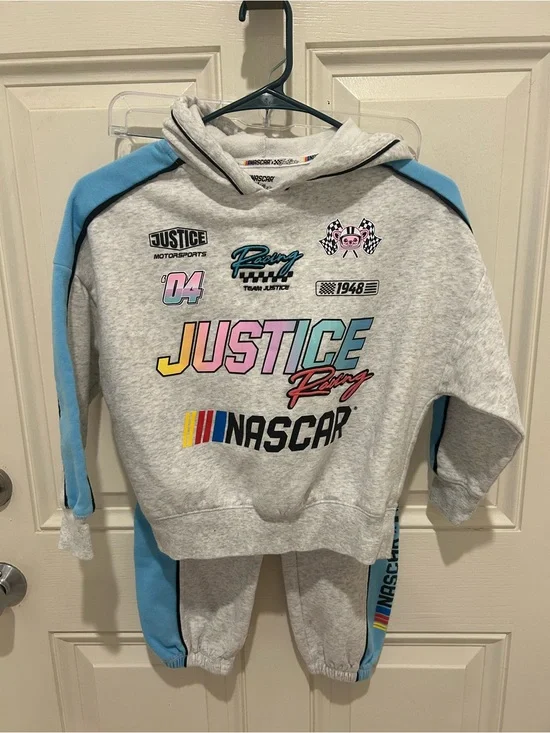 Justice Gray & Light Blue NASCAR Racing Hoodie and Sweatpants