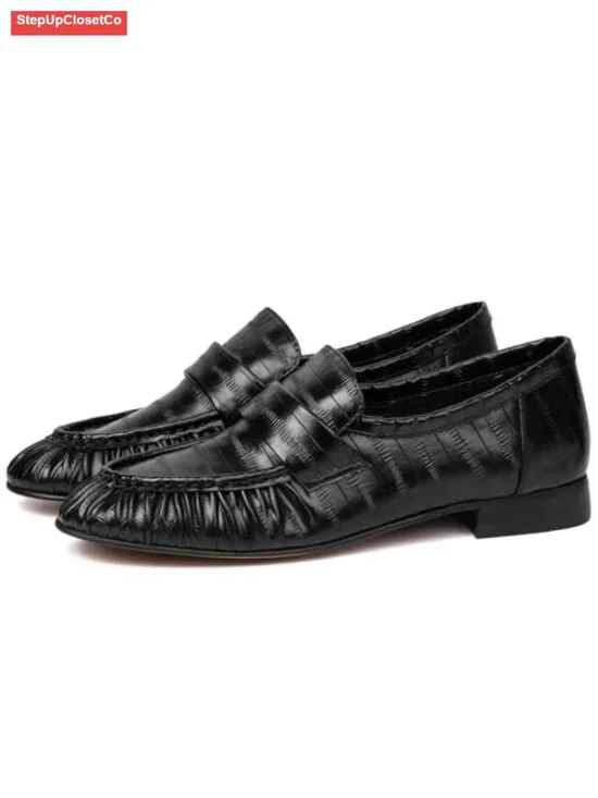 Women's Chunky Heel Penny Loafers Round Toe Slip On Dressy Work Flats
