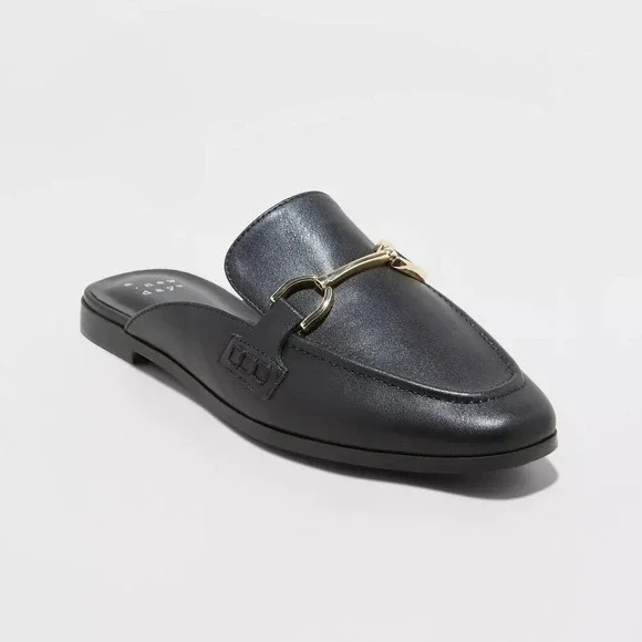 Women's A New Day Sandy Mule‎ Flats Black Size 6.5 New With Tags