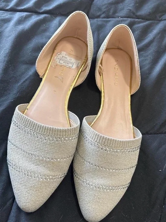 Silver and gold flats with rhinestones