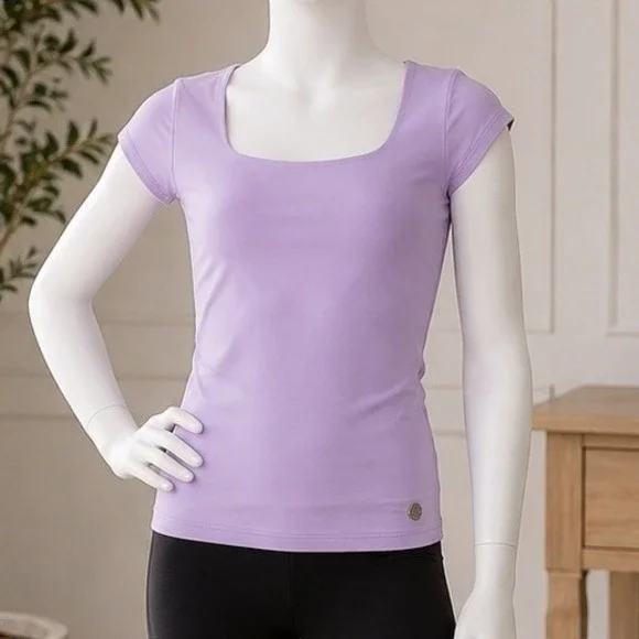 Justice Girls Seamless Top Cap Sleeve Square Neck Lavender XL Plus 16P 18P