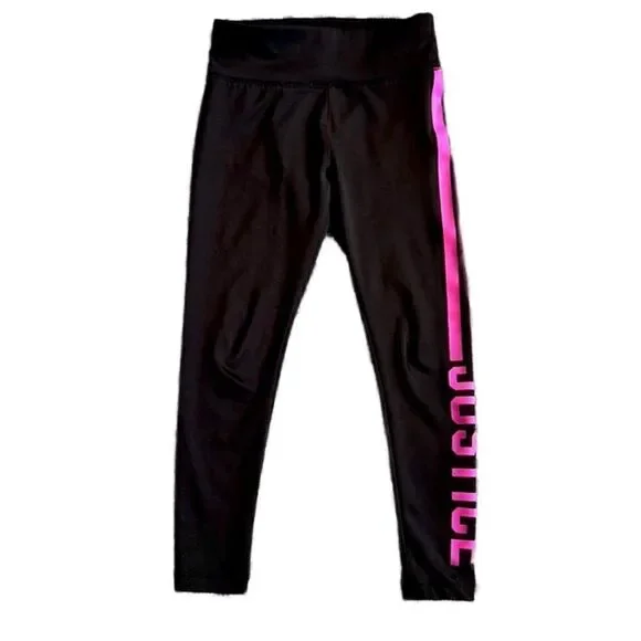 Justice Girls Sz 6 Distressed Black & Pink Leggings