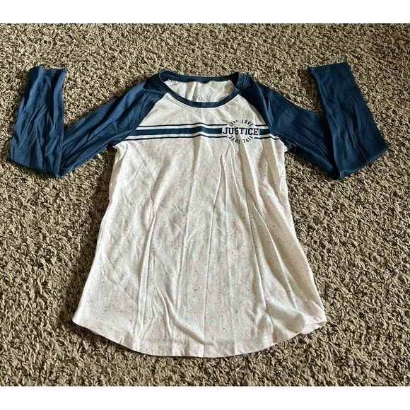 Justice Girl navy/speckled baseball color-block long sleeve size 10‎