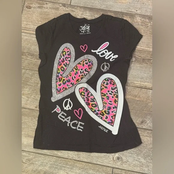 Justice Black Peace & Love Kids T-Shirt​