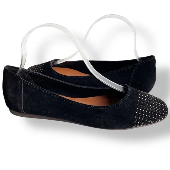 Lucky Brand‎ Abbitha Ballet Flats 8 black suede studded perforated slip-on shoes