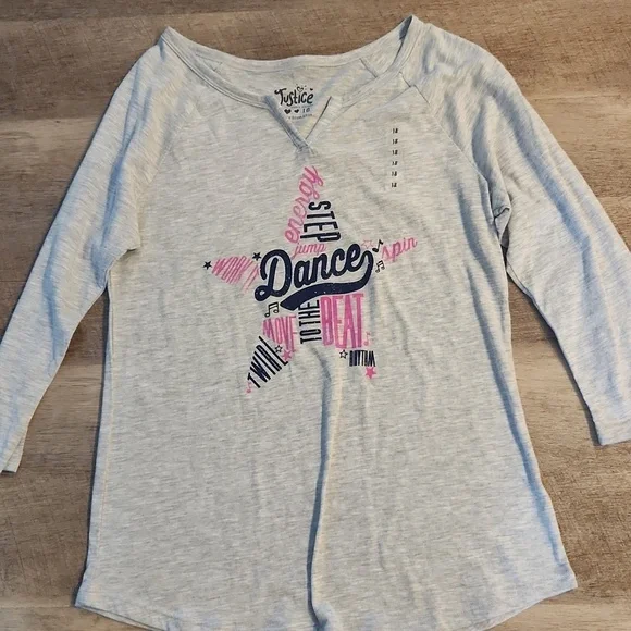 Justice Long Sleeve TSHIRT.  NWT. Size 18