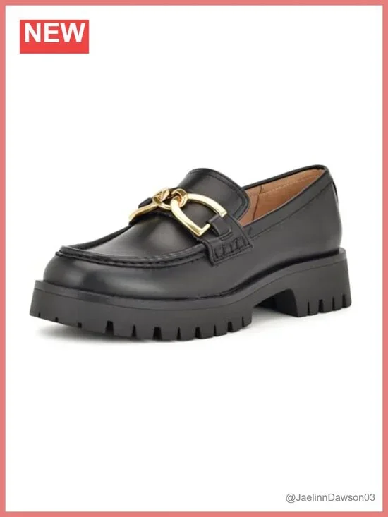Women's Faux Leather Slip-On Loafers with Lug Sole