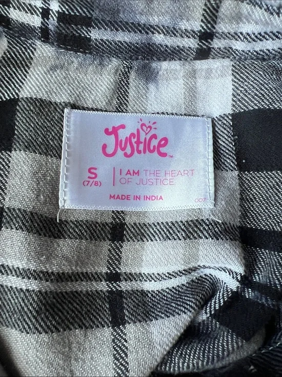 Justice Black & White Plaid Button-Down Shirt