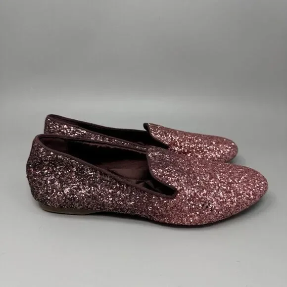 Birdies Shoes Womens 7.5 The Starling Rose Pink Glitter Sparkle Slip On Flats