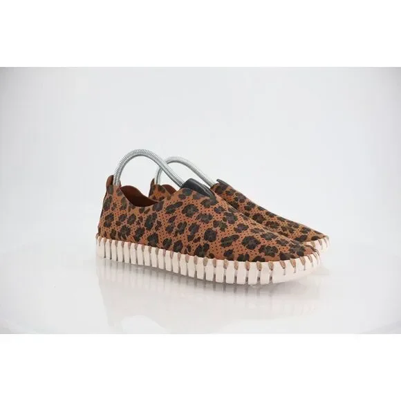 Ilse Jacobsen Women Tulip Flat Size 40 10 Slip On Shoe Brown Perforated Fabric